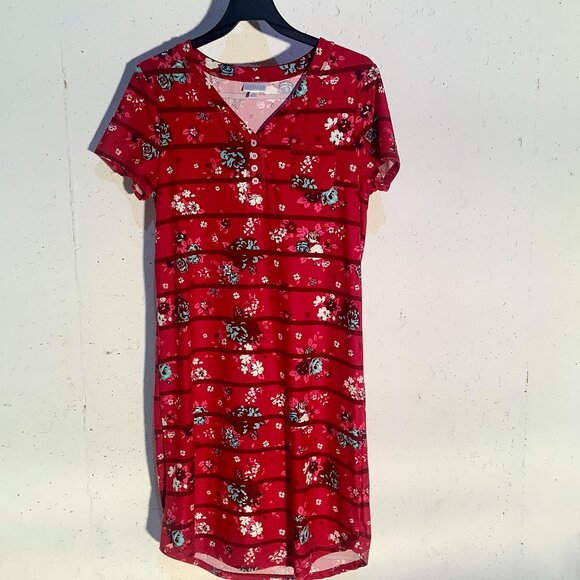 Dress Red Print Small Dream Short Sleeve NWOT - Picture 1 of 7